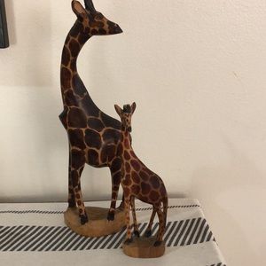 2 Hand carved Giraffes